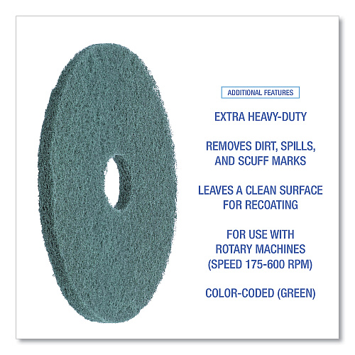 Boardwalk&reg; Green 16" Floor Scrubbing Pads, 5 Pads (BWK4016GRE)