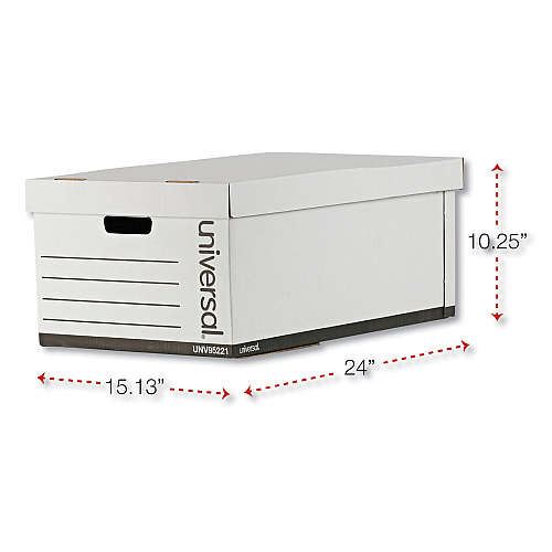 Universal Medium-Duty Easy Assembly Storage Box, Legal Files, White, 12/Carton (UNV95221)