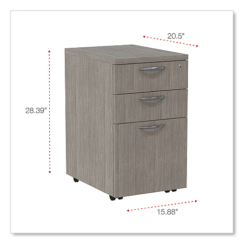 Alera Valencia Series Mobile Pedestal File, Left/Right, 3-Drawer: Box/Box/File, Legal/Letter, Gray, 15.88 x 20.5 x 28.39 (ALEVA572816GY)