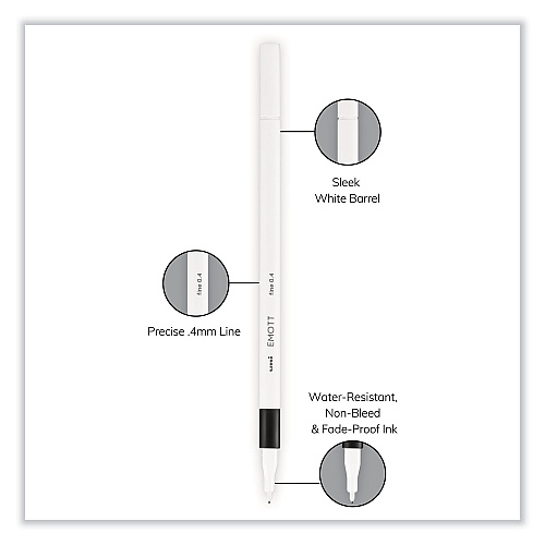 uni-ball EMOTT Porous Point Pen, Stick, Fine 0.4 mm, Assorted Ink Colors, White Barrel, 5/Pack Assorted Ink - Water Based - Plastic Tip - 5 / Set (24828)