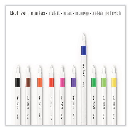 uni-ball EMOTT Porous Point Pen, Stick, Fine 0.4 mm, Assorted Ink Colors, White Barrel, 5/Pack Assorted Ink - Water Based - Plastic Tip - 5 / Set (24828)