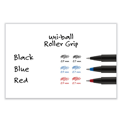 uni-ball Deluxe Roller Ball Pen, Stick, Extra-Fine 0.5 mm, Black Ink, Metallic Gray/Black Barrel, Dozen (60025)