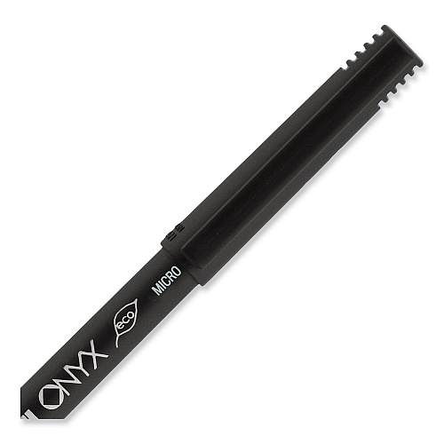 uni-ball ONYX Roller Ball Pen, Stick, Extra-Fine 0.5 mm, Blue Ink, Black/Blue Barrel, Dozen (60041)