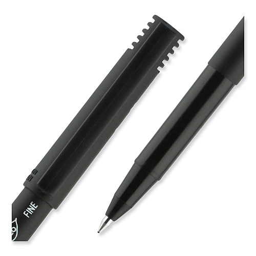 uni-ball ONYX Roller Ball Pen, Stick, Fine 0.7 mm, Black Ink, Black Barrel, Dozen (60143)