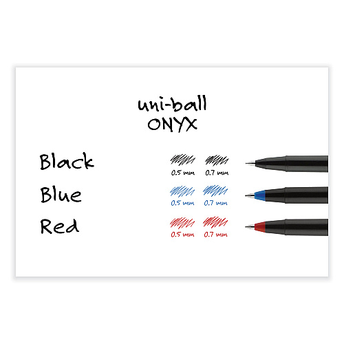 uni-ball ONYX Roller Ball Pen, Stick, Fine 0.7 mm, Red Ink, Black/Red Barrel, Dozen (60144)
