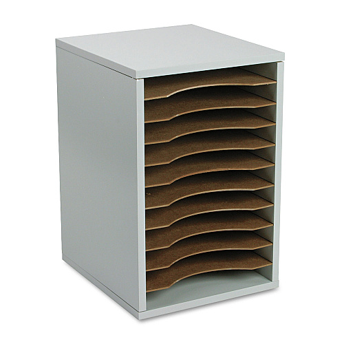 Safco Wood Vertical Desktop Literature Sorter, 11 Sections 10 5/8 x 11 7/8 x 16, Gray (9419GR)