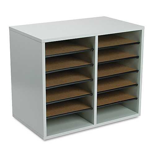 Safco Fiberboard Literature Sorter, 12 Compartments, 19.63 x 11.88 x 16.13, Gray (9420GR)