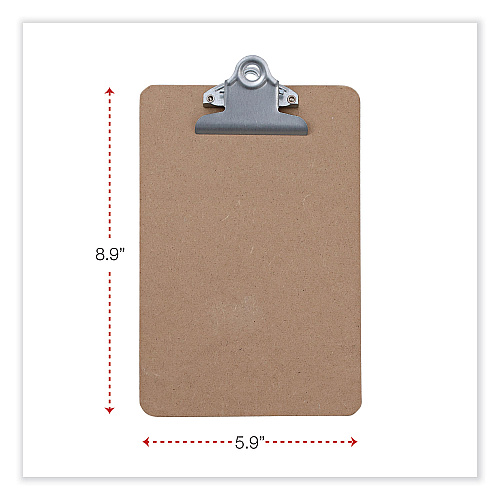 Universal Hardboard Clipboard, 0.75" Clip Capacity, Holds 5 x 8 Sheets, Brown (UNV05610)