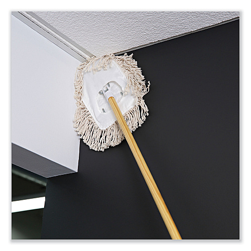 Boardwalk&reg; Wedge Dust Mop Head Frame/Lacquered Wood Handle, 0.94" dia x 48" Length, Natural (BWK1492)