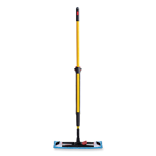 Rubbermaid Commercial Adaptable Flat Mop Kit, 19.5 x 5.5 Blue Microfiber Head, 48" to 72" Yellow Aluminum Handle (2132426)