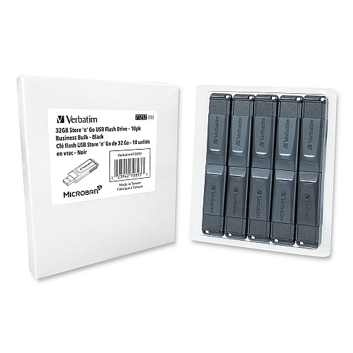 Verbatim Store 'n' Go USB Flash Drive Business Bulk, 32 GB, Black, 10/Pack (70893)