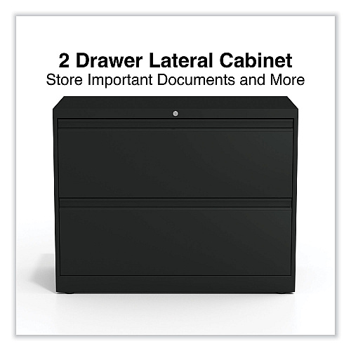 Alera Lateral File, 2 Legal/Letter-Size File Drawers, Black, 36" x 18.63" x 28" (ALEHLF3629BL)