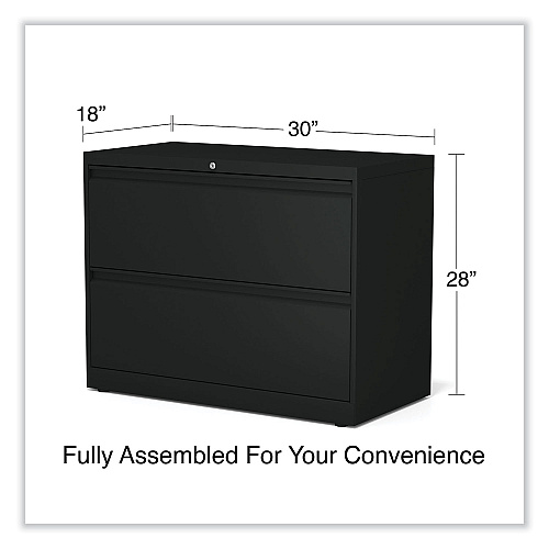 Alera Lateral File, 2 Legal/Letter-Size File Drawers, Black, 36" x 18.63" x 28" (ALEHLF3629BL)