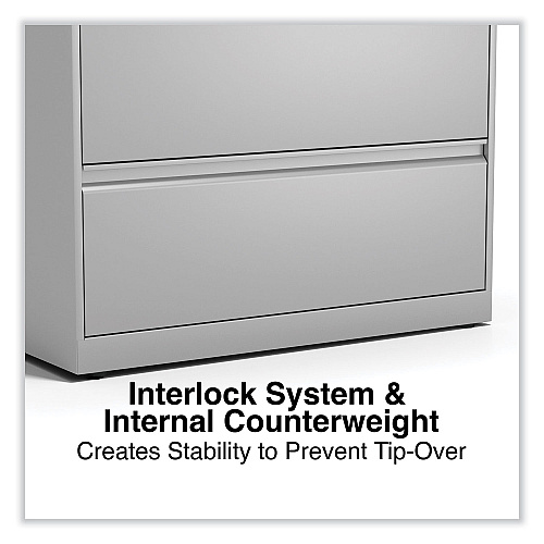 Alera Lateral File, 2 Legal/Letter-Size File Drawers, Light Gray, 36" x 18.63" x 28" (ALEHLF3629LG)