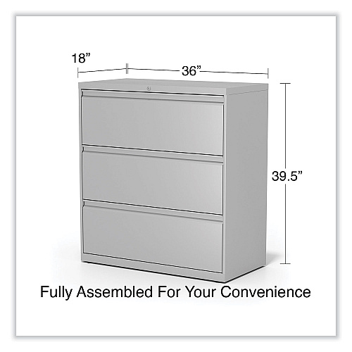 Alera Lateral File, 3 Legal/Letter/A4/A5-Size File Drawers, Light Gray, 36" x 18.63" x 40.25" (ALEHLF3641LG)