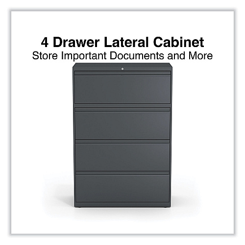 Alera Lateral File, 4 Legal/Letter/A4/A5-Size File Drawers, Charcoal, 36" x 18.63" x 52.5" (ALEHLF3654CC)