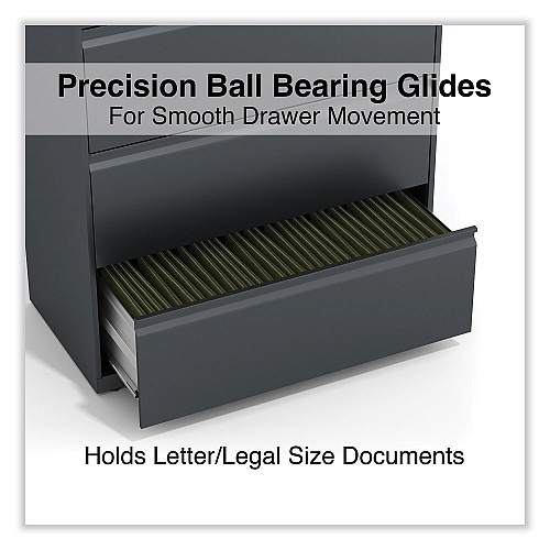 Alera Lateral File, 4 Legal/Letter/A4/A5-Size File Drawers, Charcoal, 36" x 18.63" x 52.5" (ALEHLF3654CC)