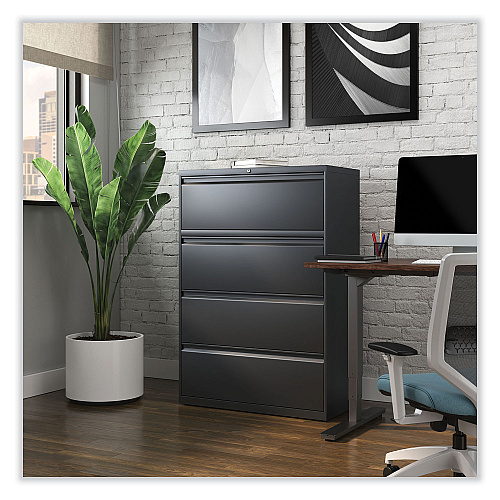 Alera Lateral File, 4 Legal/Letter/A4/A5-Size File Drawers, Charcoal, 36" x 18.63" x 52.5" (ALEHLF3654CC)