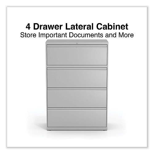 Alera Lateral File, 4 Legal/Letter-Size File Drawers, Light Gray, 36" x 18.63" x 52.5" (ALEHLF3654LG)