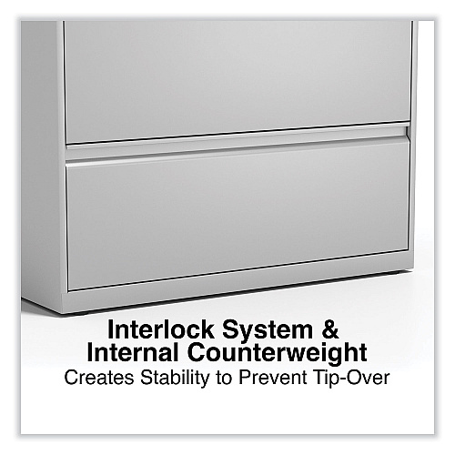 Alera Lateral File, 4 Legal/Letter-Size File Drawers, Light Gray, 36" x 18.63" x 52.5" (ALEHLF3654LG)