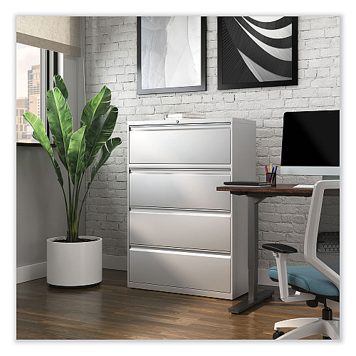 Alera Lateral File, 4 Legal/Letter-Size File Drawers, Light Gray, 36" x 18.63" x 52.5" (ALEHLF3654LG)
