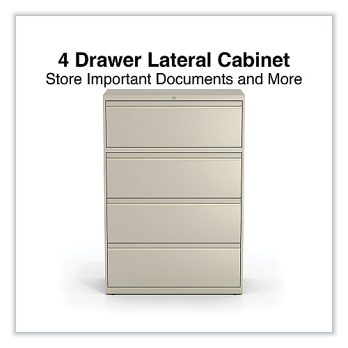 Alera Lateral File, 4 Legal/Letter-Size File Drawers, Putty, 36" x 18.63" x 52.5" (ALEHLF3654PY)