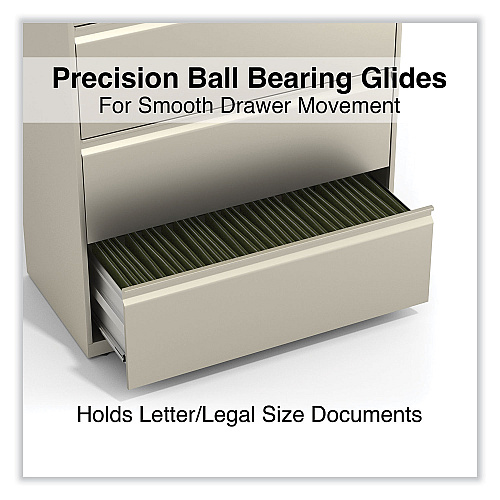 Alera Lateral File, 4 Legal/Letter-Size File Drawers, Putty, 36" x 18.63" x 52.5" (ALEHLF3654PY)