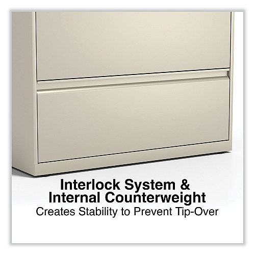Alera Lateral File, 4 Legal/Letter-Size File Drawers, Putty, 36" x 18.63" x 52.5" (ALEHLF3654PY)
