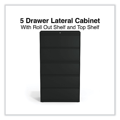 Alera Lateral File, 5 Legal/Letter/A4/A5-Size File Drawers, Black, 36" x 18.63" x 67.63" (ALEHLF3667BL)