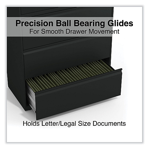 Alera Lateral File, 5 Legal/Letter/A4/A5-Size File Drawers, Black, 36" x 18.63" x 67.63" (ALEHLF3667BL)