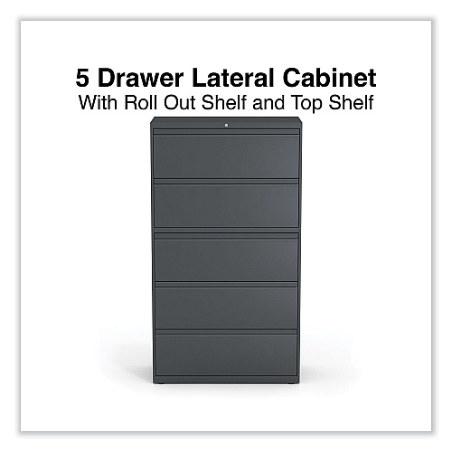 Alera Lateral File, 5 Legal/Letter/A4/A5-Size File Drawers, Charcoal, 36" x 18.63" x 67.63" (ALEHLF3667CC)