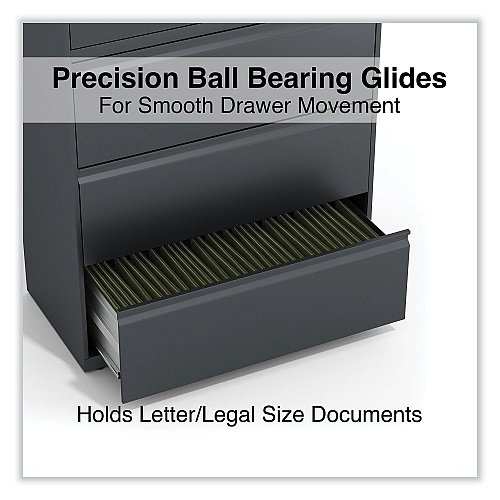 Alera Lateral File, 5 Legal/Letter/A4/A5-Size File Drawers, Charcoal, 36" x 18.63" x 67.63" (ALEHLF3667CC)