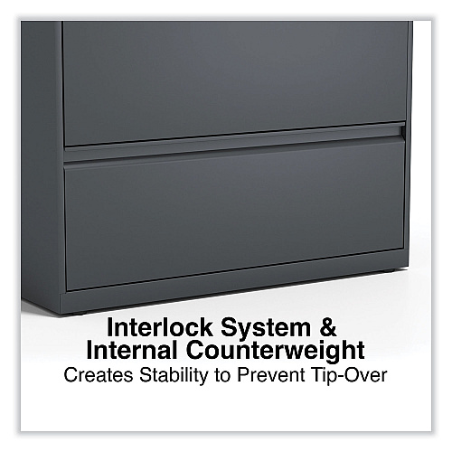 Alera Lateral File, 5 Legal/Letter/A4/A5-Size File Drawers, Charcoal, 36" x 18.63" x 67.63" (ALEHLF3667CC)