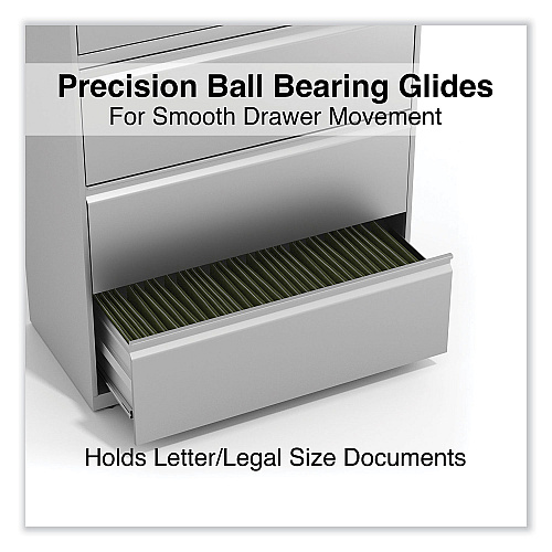 Alera Lateral File, 5 Legal/Letter/A4/A5-Size File Drawers, Light Gray, 36" x 18.63" x 67.63" (ALEHLF3667LG)