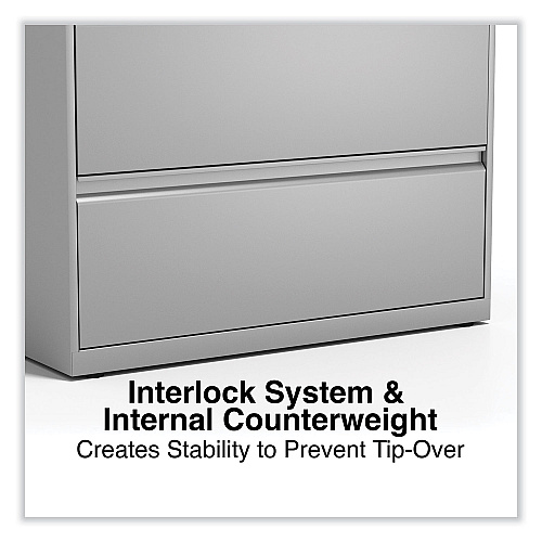 Alera Lateral File, 5 Legal/Letter/A4/A5-Size File Drawers, Light Gray, 36" x 18.63" x 67.63" (ALEHLF3667LG)
