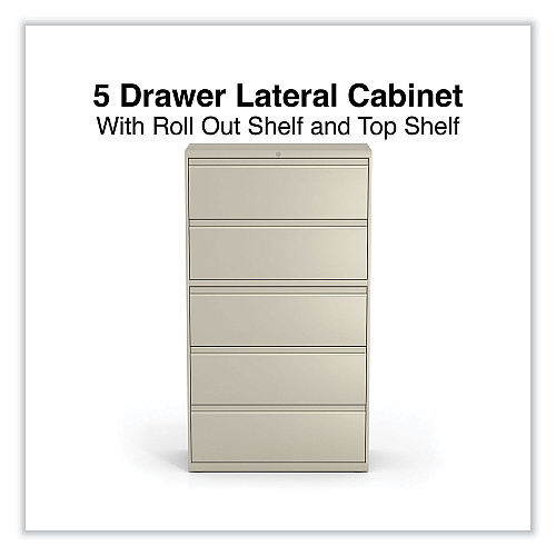 Alera Lateral File, 5 Legal/Letter/A4/A5-Size File Drawers, Putty, 36" x 18.63" x 67.63" (ALEHLF3667PY)