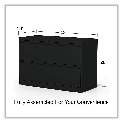 Alera Lateral File, 2 Legal/Letter-Size File Drawers, Black, 42" x 18.63" x 28" (ALEHLF4229BL)