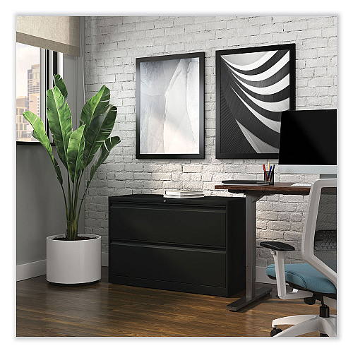 Alera Lateral File, 2 Legal/Letter-Size File Drawers, Black, 42" x 18.63" x 28" (ALEHLF4229BL)