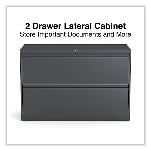 Alera Lateral File, 2 Legal/Letter-Size File Drawers, Charcoal, 42" x 18.63" x 28" (ALEHLF4229CC)