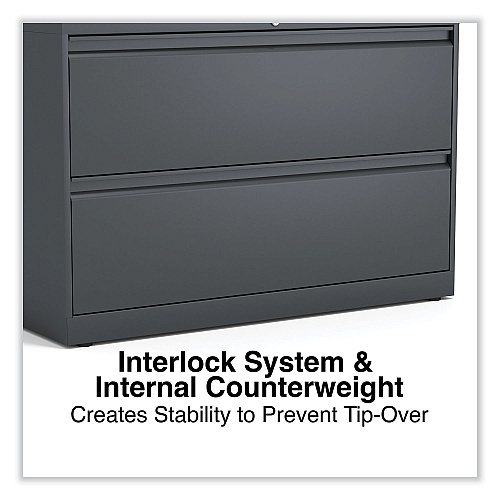 Alera Lateral File, 2 Legal/Letter-Size File Drawers, Charcoal, 42" x 18.63" x 28" (ALEHLF4229CC)