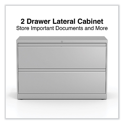 Alera Lateral File, 2 Legal/Letter-Size File Drawers, Light Gray, 42" x 18.63" x 28" (ALEHLF4229LG)