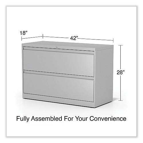Alera Lateral File, 2 Legal/Letter-Size File Drawers, Light Gray, 42" x 18.63" x 28" (ALEHLF4229LG)