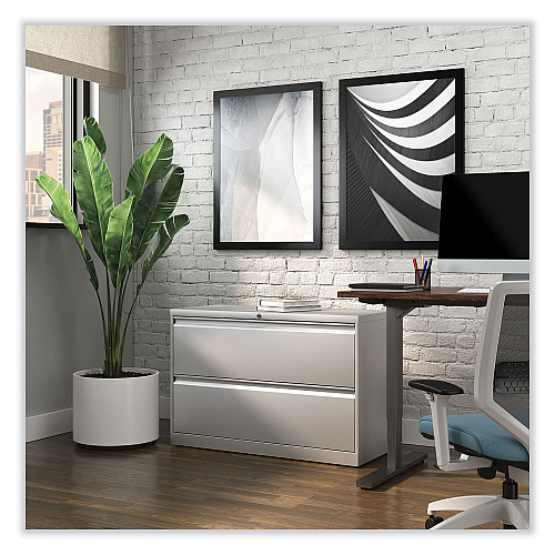 Alera Lateral File, 2 Legal/Letter-Size File Drawers, Light Gray, 42" x 18.63" x 28" (ALEHLF4229LG)