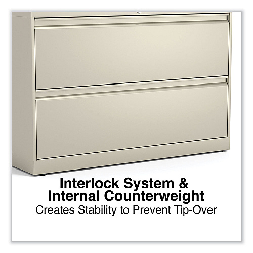 Alera Lateral File, 2 Legal/Letter-Size File Drawers, Putty, 42" x 18.63" x 28" (ALEHLF4229PY)