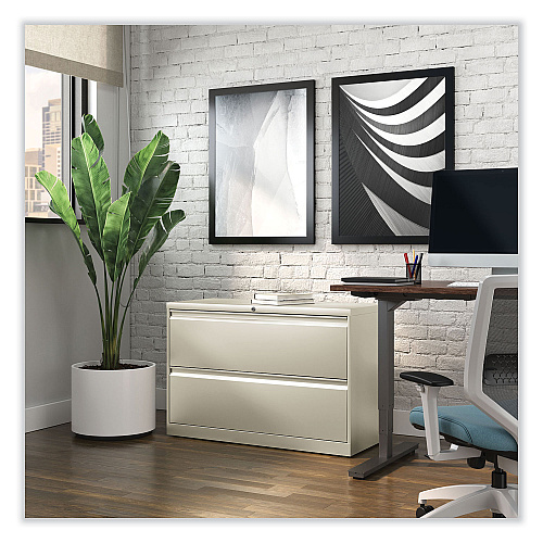 Alera Lateral File, 2 Legal/Letter-Size File Drawers, Putty, 42" x 18.63" x 28" (ALEHLF4229PY)