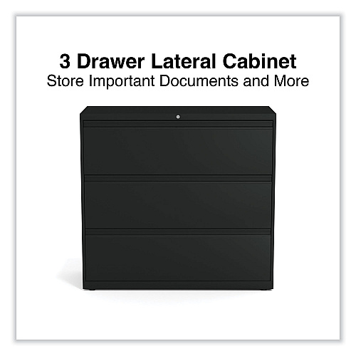 Alera Lateral File, 3 Legal/Letter/A4/A5-Size File Drawers, Black, 42" x 18.63" x 40.25" (ALEHLF4241BL)