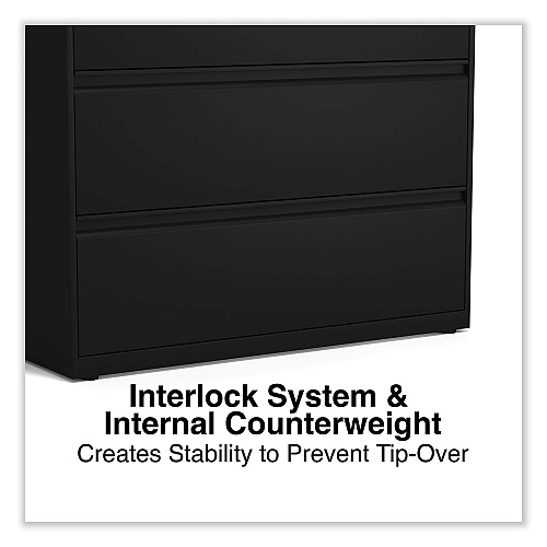Alera Lateral File, 3 Legal/Letter/A4/A5-Size File Drawers, Black, 42" x 18.63" x 40.25" (ALEHLF4241BL)