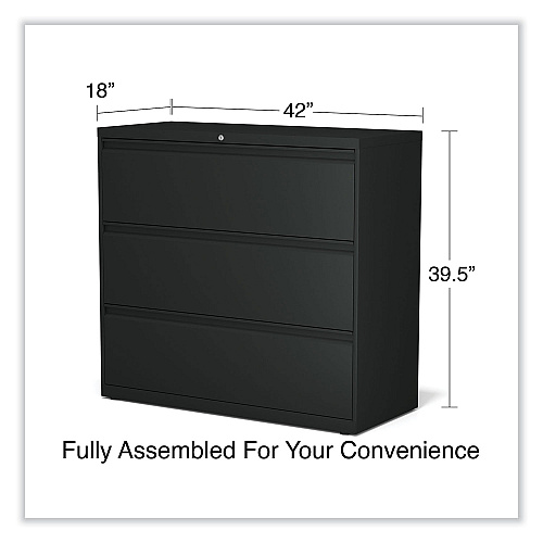 Alera Lateral File, 3 Legal/Letter/A4/A5-Size File Drawers, Black, 42" x 18.63" x 40.25" (ALEHLF4241BL)