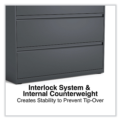 Alera Lateral File, 3 Legal/Letter/A4/A5-Size File Drawers, Charcoal, 42" x 18.63" x 40.25" (ALEHLF4241CC)