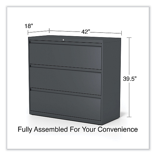 Alera Lateral File, 3 Legal/Letter/A4/A5-Size File Drawers, Charcoal, 42" x 18.63" x 40.25" (ALEHLF4241CC)